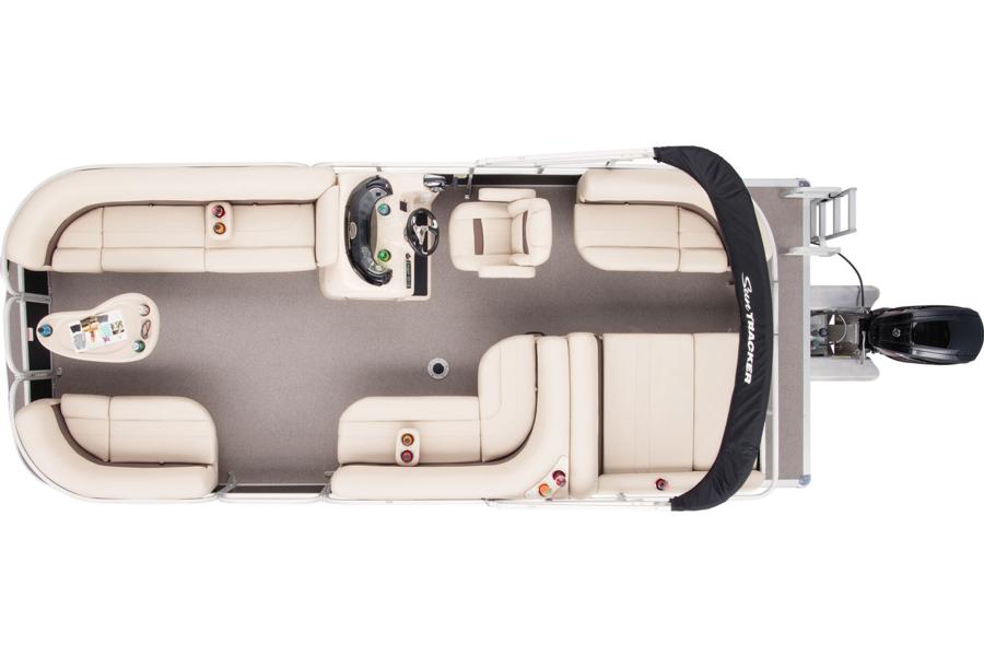 2018 Sun Tracker pontoon Party Barge 22 DLX Overhead view w/closed compartments stokley's marine
